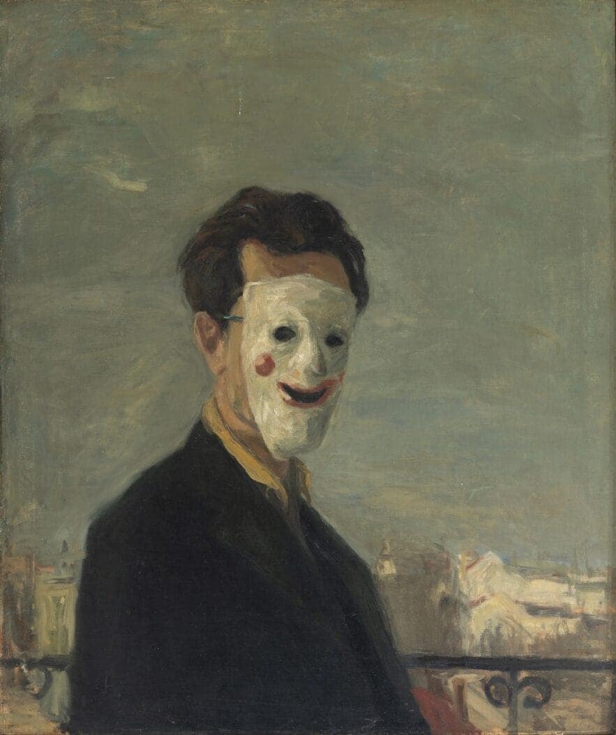 foto za vizual. MIODRAG MICA POPOVIC Autoportret sa maskom1947.