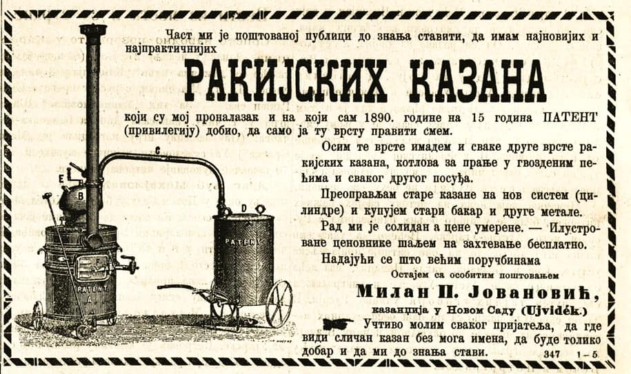 Reklamno obavestenje Milan P. Jovanovic Zastava br. 113 Novi Sad 27. VII 1897. godine